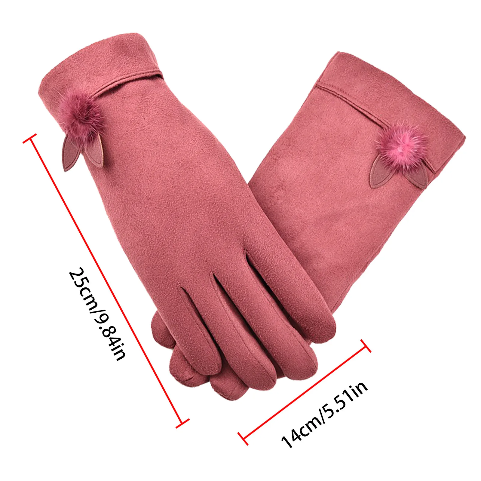 

Women Touch Screen Suede Glove Winter Double Layer Furry Mittens Warm Outdoor Sport Fashionable Female Gloves