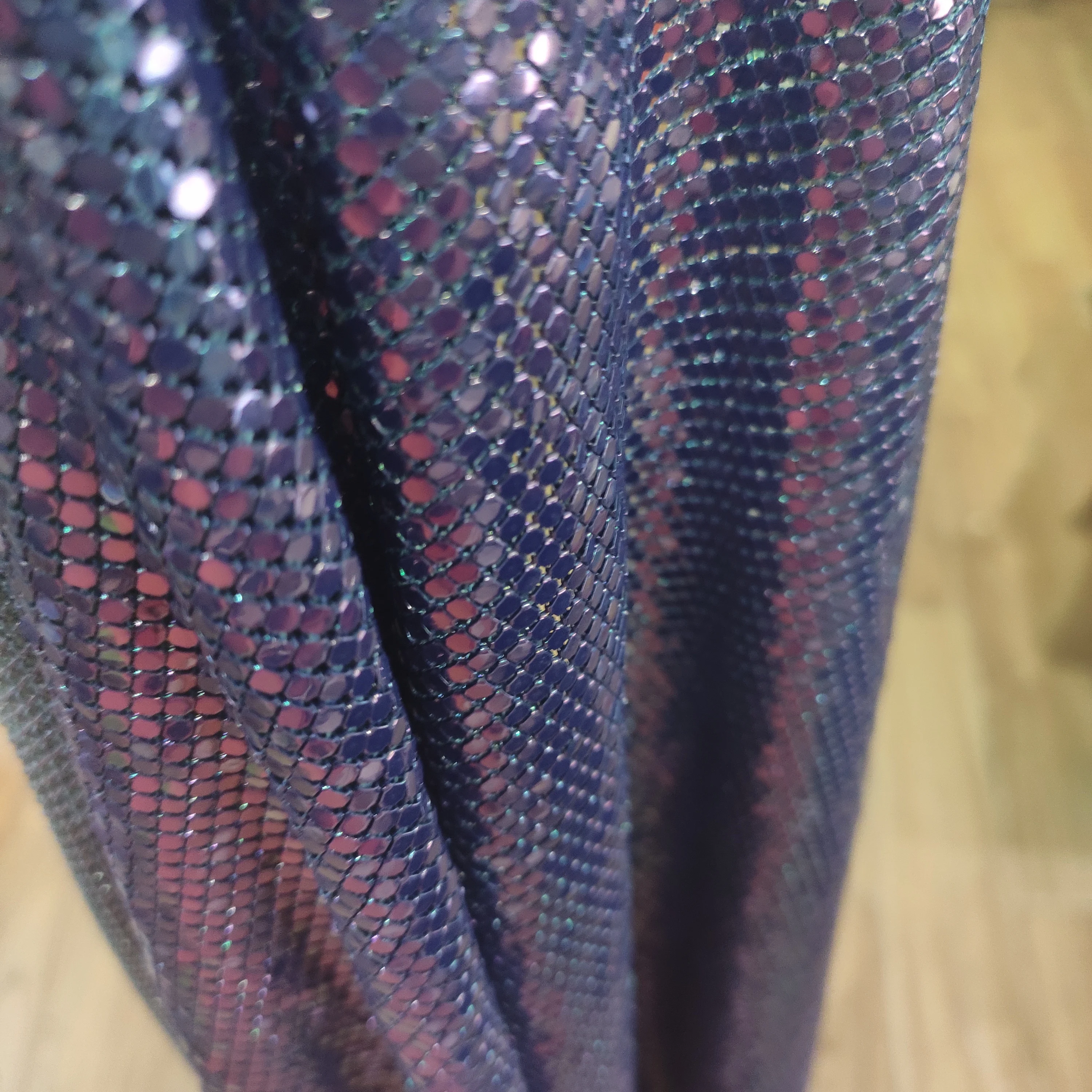 150*45 см переливающийся СИНИЙ Металлическая Сетка Ткань кольчужные Блестки для