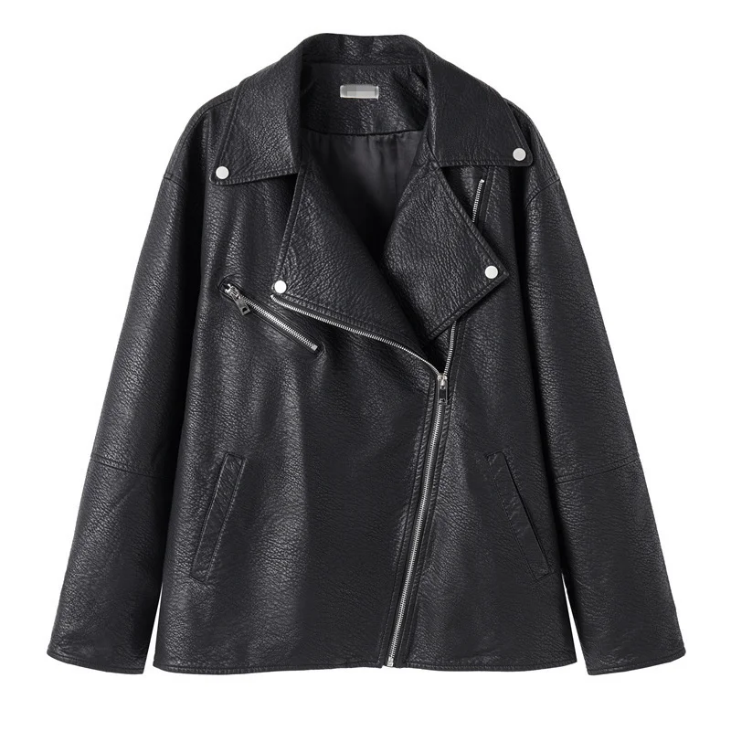 wind motorcycle leather coat female spring new leisure Black leather jacket fashion enlarge