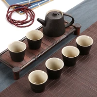 7pcs set ceramic mug purple clay teapot with cups blue porcelain kung fu tea set house decoration japanese tea set teaware