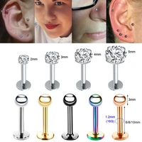 4pcs 16g 68mm rod crystal tragus piercing labret lip ring nose piercing oreja helix ear studs conch pircing cartilage earrings