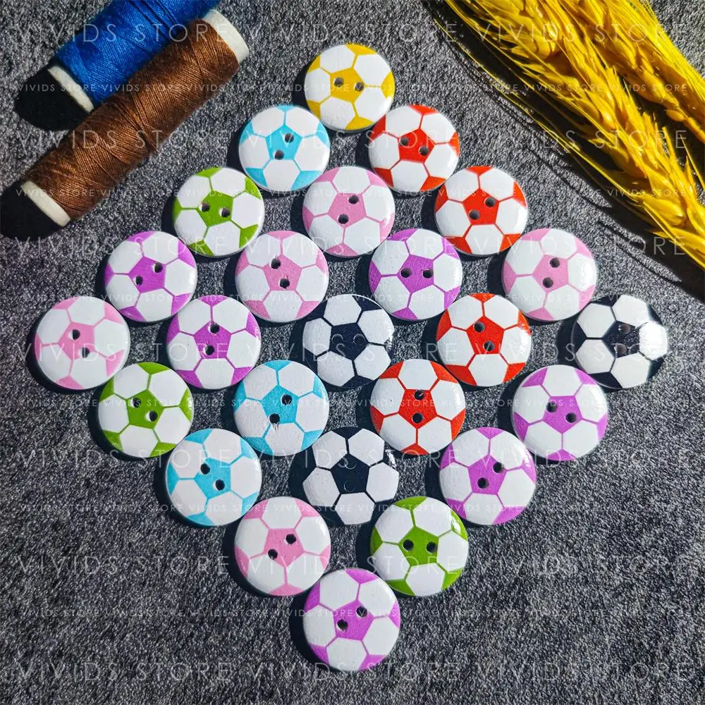 

Soccer Football Buttons Decorative DIY Craf Kids Wooden Round Sewing Accessories Needlework Clothing Handicraft Scrapbook 20mm