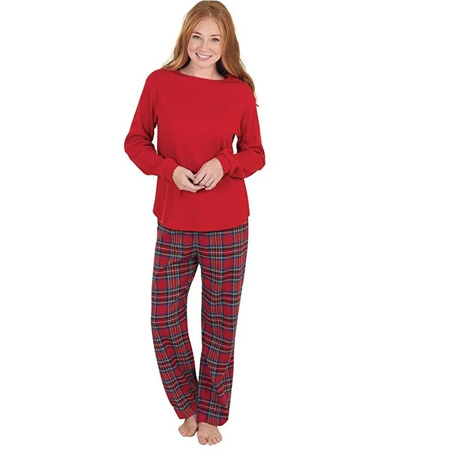 Plaid Christmas Family Matching Pajamas Xmas Mommy and Me Pj's Clothes Set Father Mother Children & Baby's Sleepwear Tops+Pants