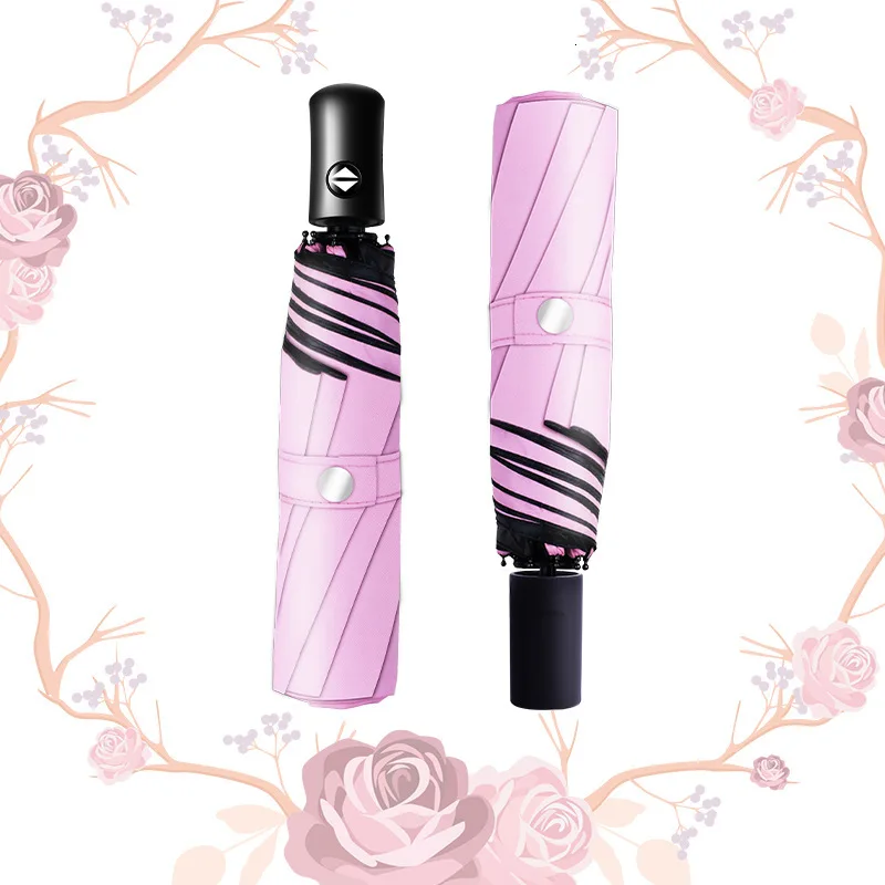 Small Fresh Solid Color Fully Automatic Umbrella Male Maɺm Sunscreen Defence Ultraviolet Rays Sunshade Three Fold Student | Дом и сад