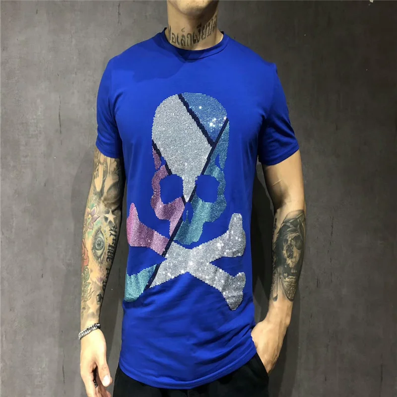 

Мужской дизайнерский костюм из 100% хлопка, с коротким рукавом и большим рисунком черепа