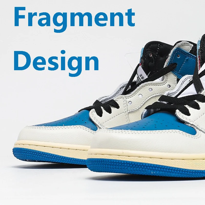 

Men Women Fashion Sneakers Travis Scott Fragment Design 1s High Top Basketball Shoes Military Blue Designer Shoes Collaboration