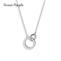 green purple romantic 925 sterling silver exquisite zirconia round pendant necklaces for women chain necklace silver jewelry
