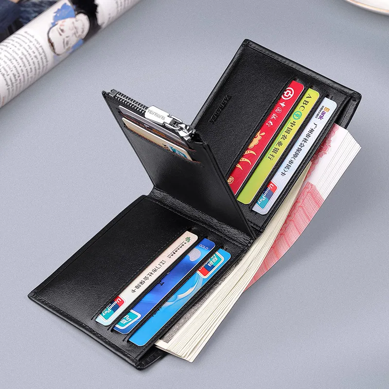 Vannanba Men's Slim Wallet Genuine Leather Mini Purse Casual Design Bifold Wallet Brand Short Slim Wallet V191431