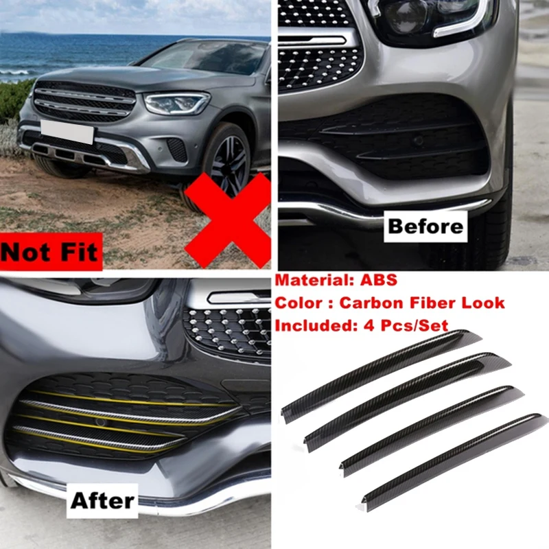 

Carbon Fiber Front Bumper Fog Light Trim Spoiler for Mercedes-Benz GLC Coupe 2020 2021