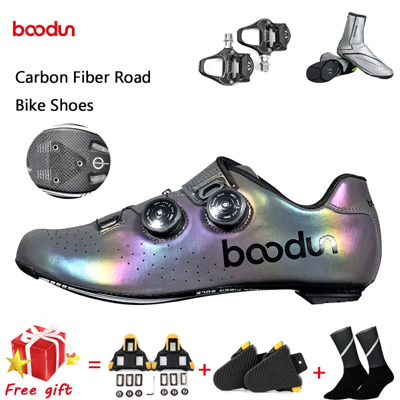 2020 Boodun Road Cycling Shoes Ultralight Carbon Fiber Bike Pro Self-Locking Racing Athletic Zapatos Ciclismo | Спорт и развлечения