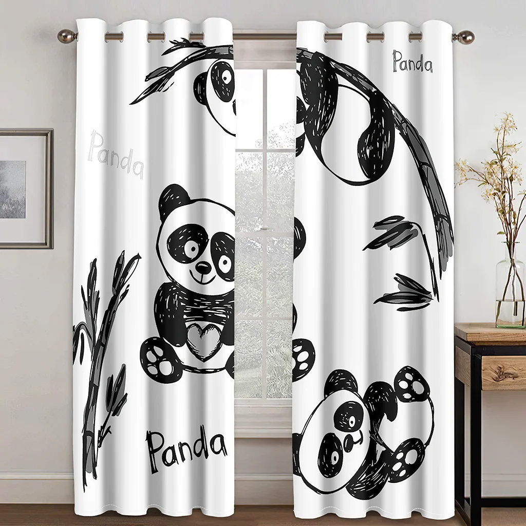 И рисунком милой панды едят бамбук печати шторы занавески для зала не пропускают