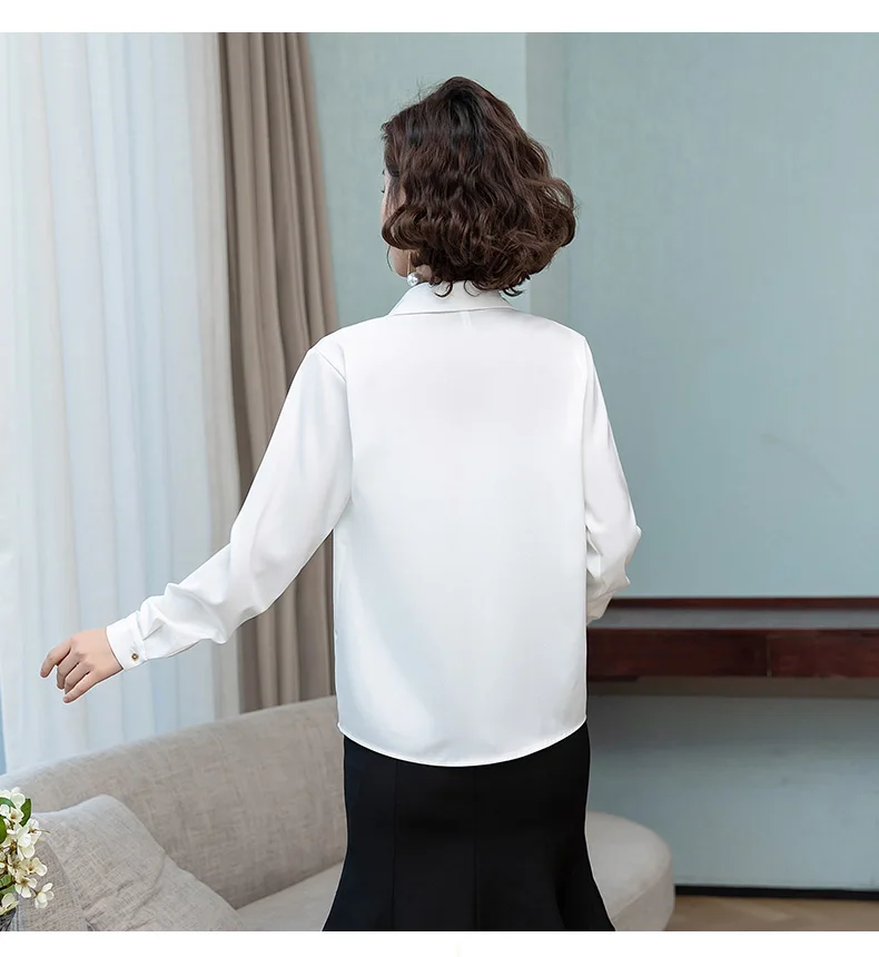 

Korean Fashion Silk Women Blouses Satin Long Sleeve Shirt and Blouse Office Lady Blusas Largas Loose Autumn Womens Tops