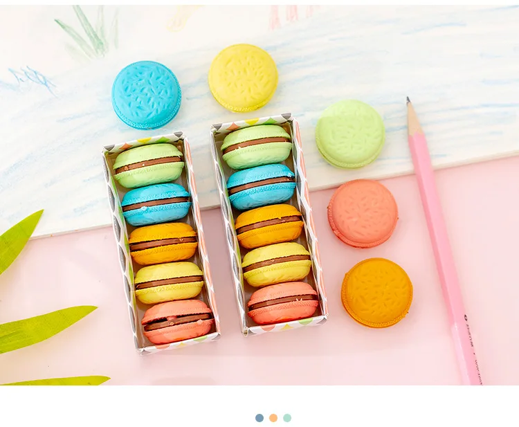 

Creative Stationery Macaron Color Biscuit Eraser Cute Student Children Eraser