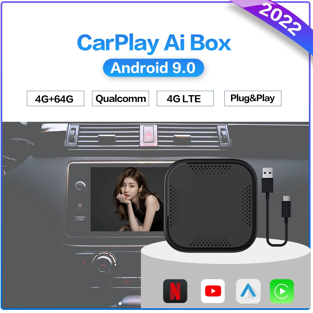 

Carplay Ai Box беспроводной CarPlay Android Авто Netflix YouTube автомобильное радио мультимедийный плеер 4 + 64 ГБ для Mazda автомобиль Volkswagen Kia Ford