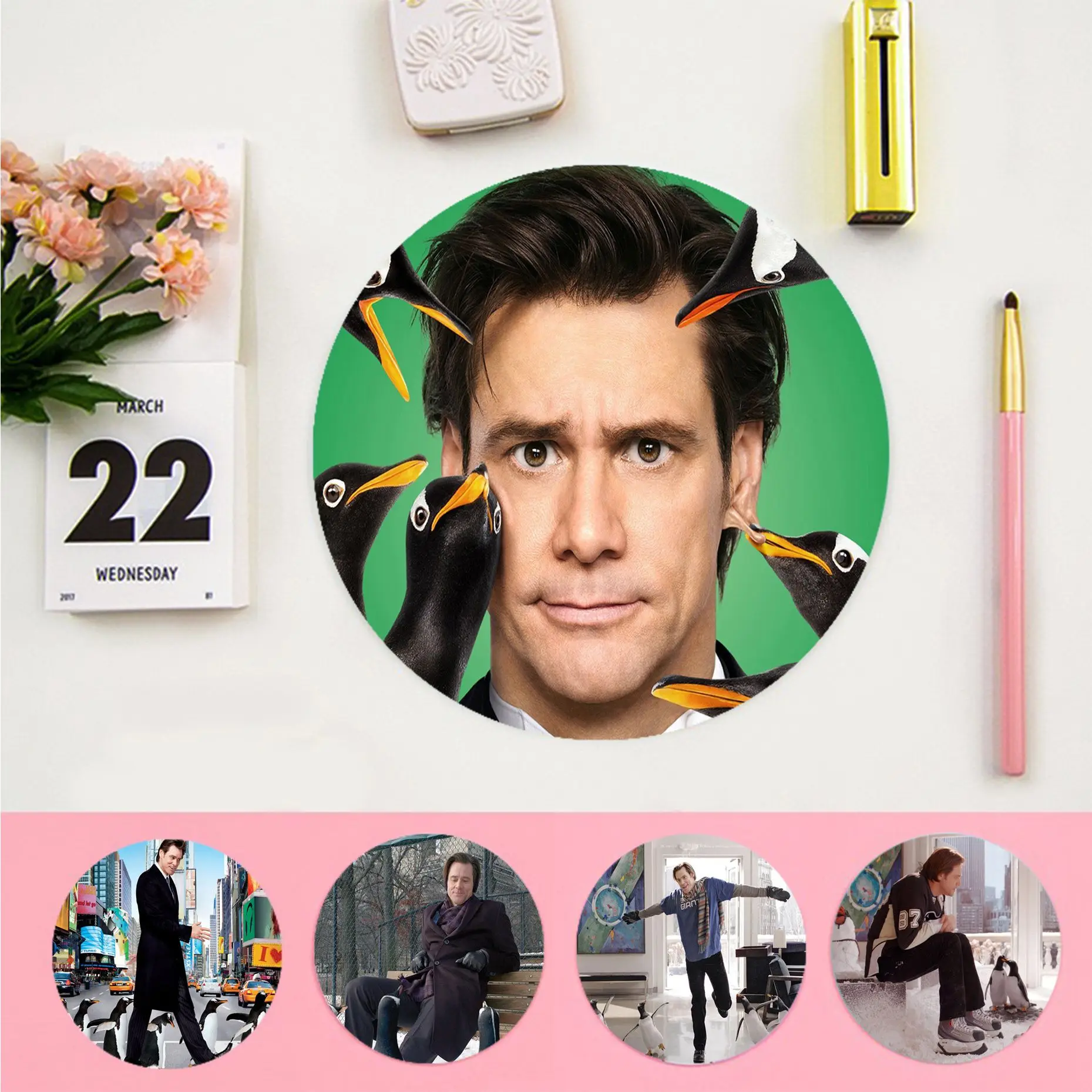 

Новое поступление, игровые коврики для геймеров Disney Mr. Popper's Penguins, Круглый игровой коврик для мыши, нескользящий коврик для ноутбука, коврик д...