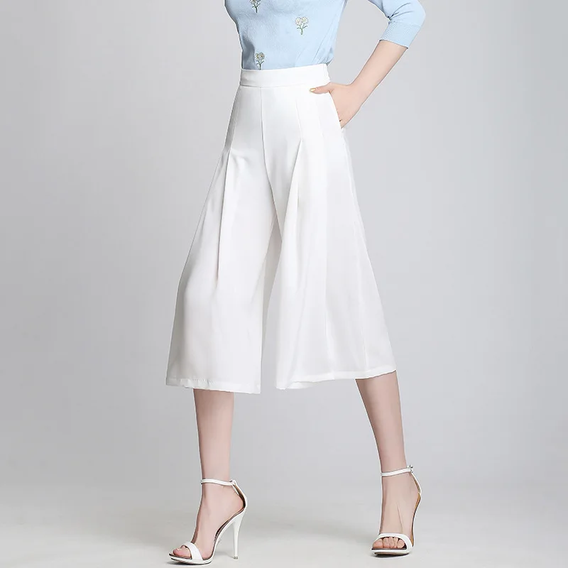 Брюки женские шифоновые с завышенной талией модные повседневные Широкие штаны