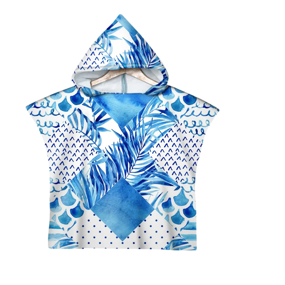 

Бесплатная доставка, тропические растения, листья, геометрические Шевроны, детское полотенце с капюшоном для детей, Пляжное Пончо, полотенц...