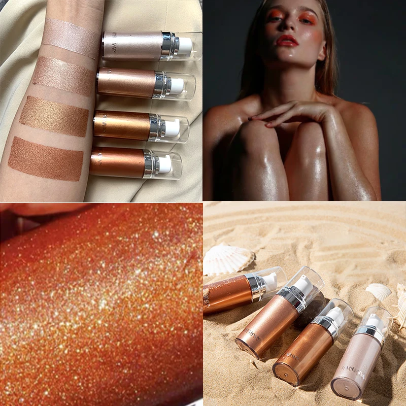 Shimmer крем для тела Выделите пластиковый насос с дозатором жидкого осветляющая