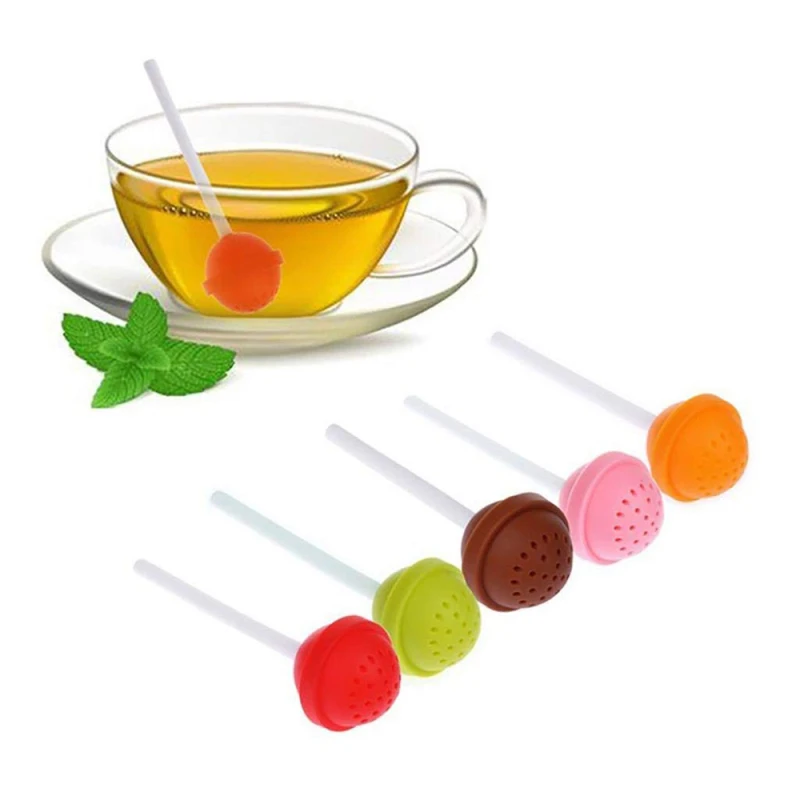 

New Lollipop Shape Silicone Sweet Tea Infuser Candy Lollipop Upright Filter Tea And Coffee Supplies And Water Coffee Tea Kitchen