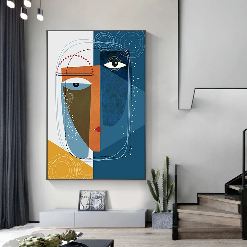 Абстрактные лица Геометрическая Картина на холсте Современные постеры и принты