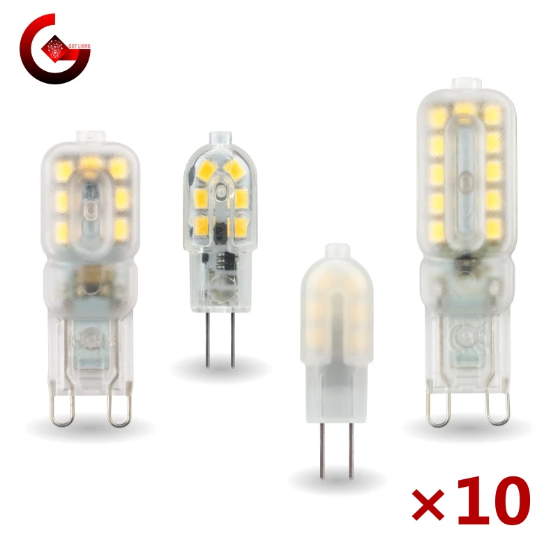 Светодиодная лампочка G4 G9 SMD2835 10 шт./лот 3 Вт 5 12 В постоянного тока 220 переменного
