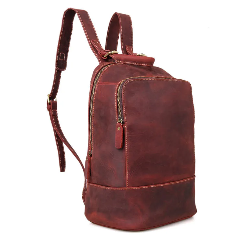 Топ Crazy Horse из натуральной кожи для женщин и мужчин рюкзак из воловьей кожи Mochila школьный рюкзак для подростков 14 дюймов Сумка для ноутбука