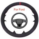 Чехол на руль автомобиля под заказ для Ford Focus 3 Kuga Escape C-MAX Ecosport, черная замшевая Кожаная оплетка сделай сам для рулевого колеса