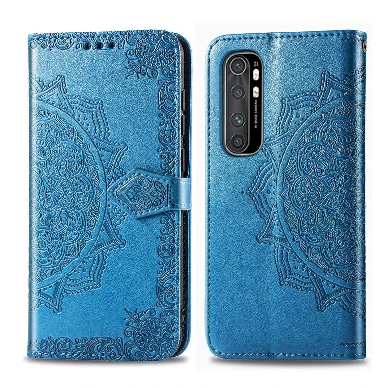 Чехол-бумажник для Xiaomi Mi Note 10 Lite кожаный чехол с цветочным рисунком и откидной