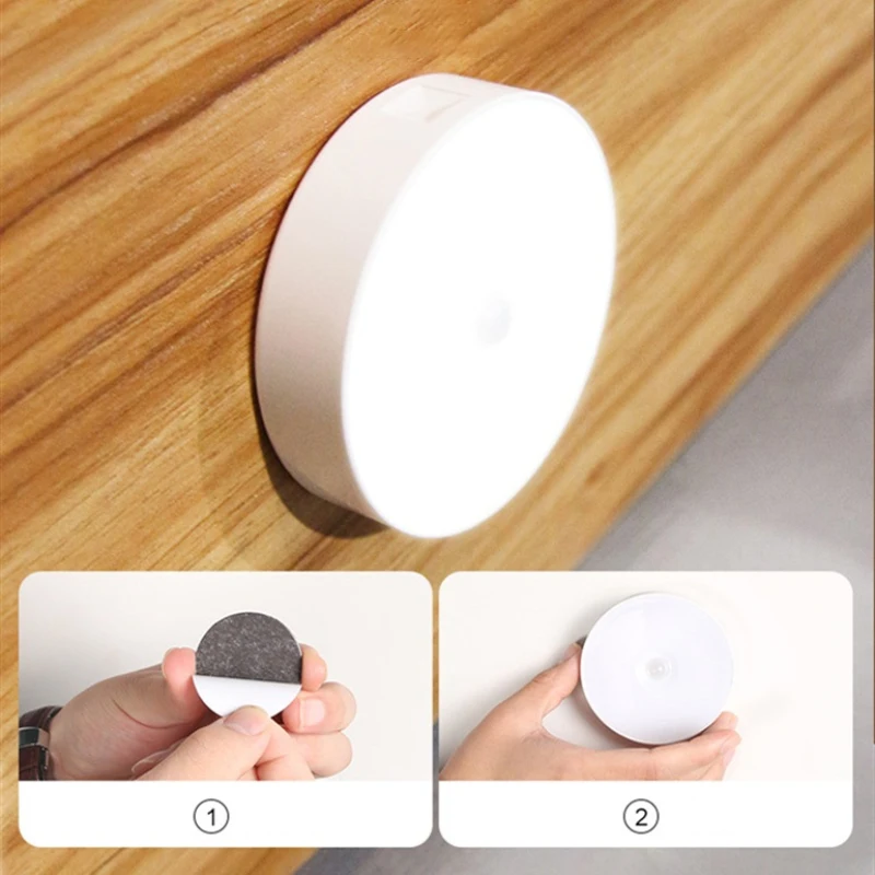 

LED Night Light Round Rechargeable Nightlights Battery Sensor Lamp For Baby Room Bedroom Corridor Wireless Wall Lamp Door Light