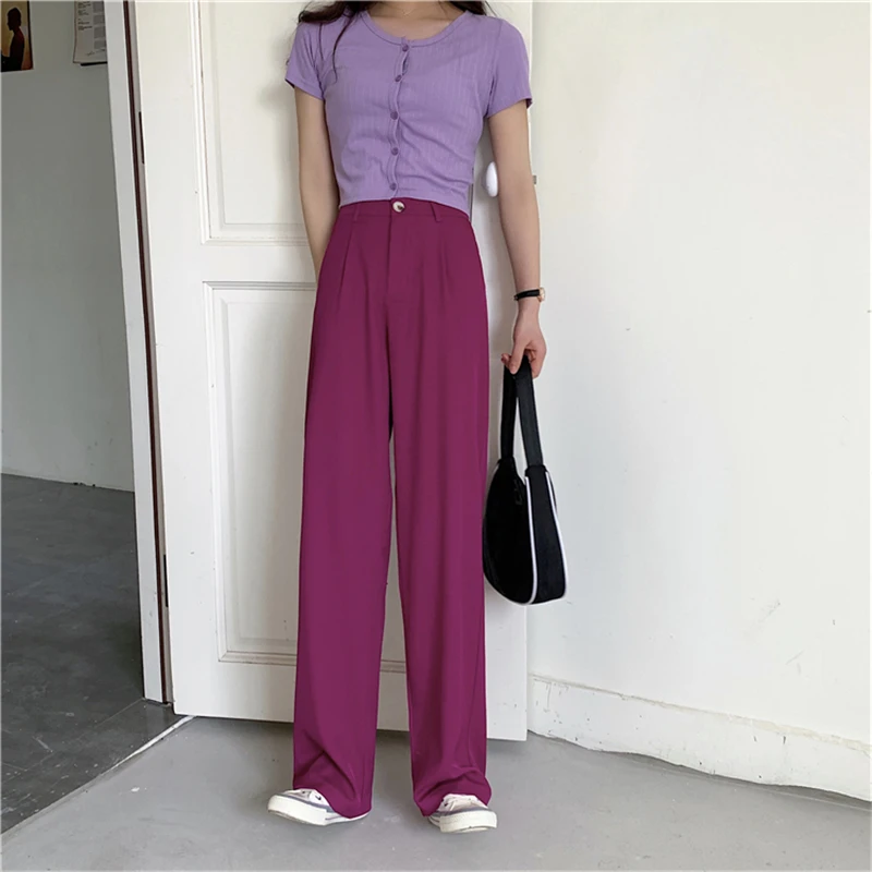 

Limiguyue Wide Leg Pants Women Summer High Waist Fashion Suit Pants Elegant Ol Work Loose Casual Blazer Trousers Outfit K884