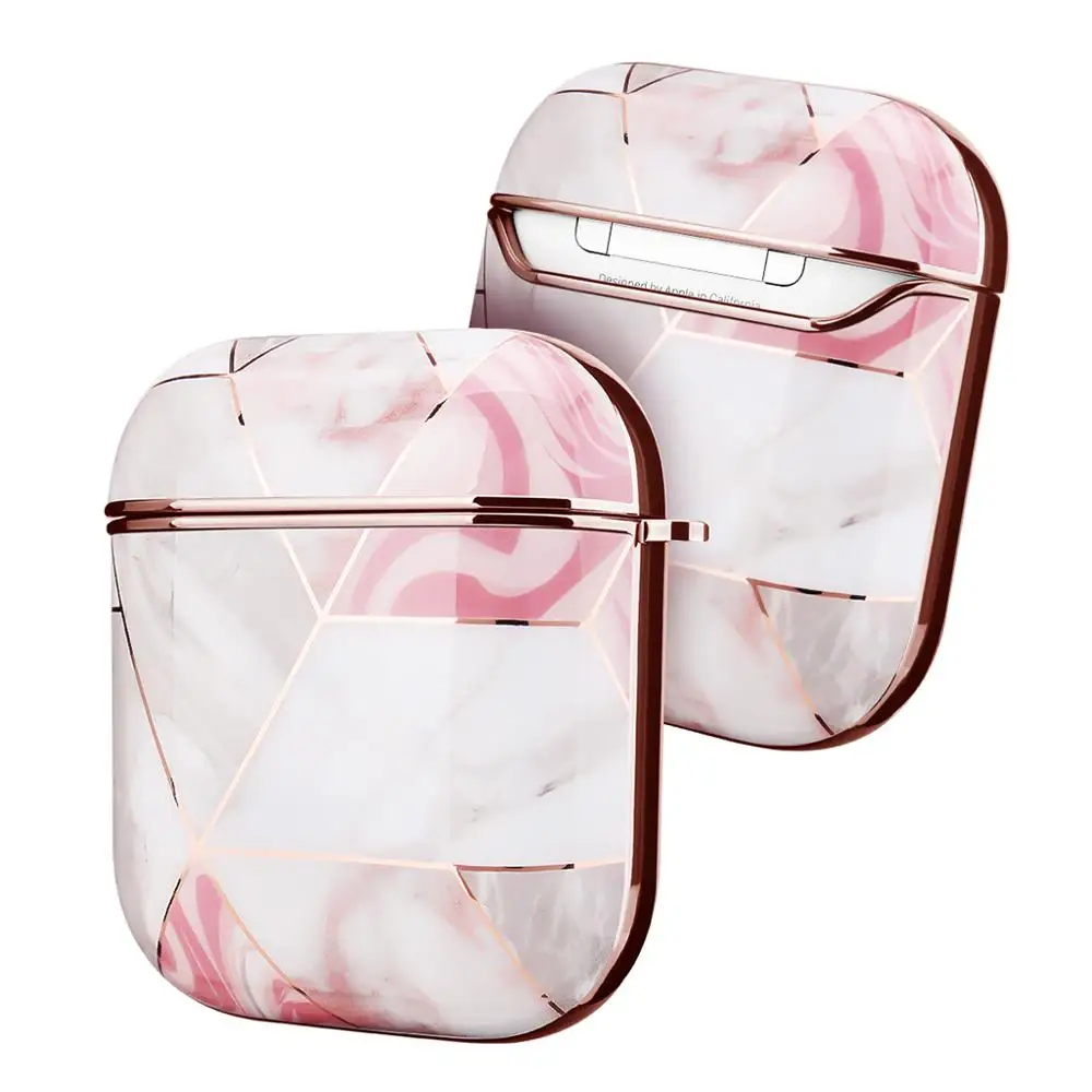 Чехол-накладка для Apple AirPods с гальваническим покрытием мраморным рисунком |