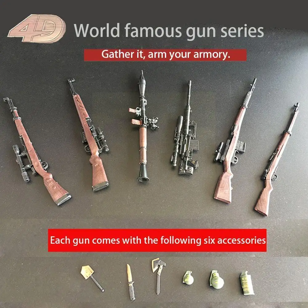 

1:6 набор моделей всемирно известных солдат, пусковая установка, блокировка ракет, сборка игрушек, строительный блок, винтовка 4d Готовая моде...