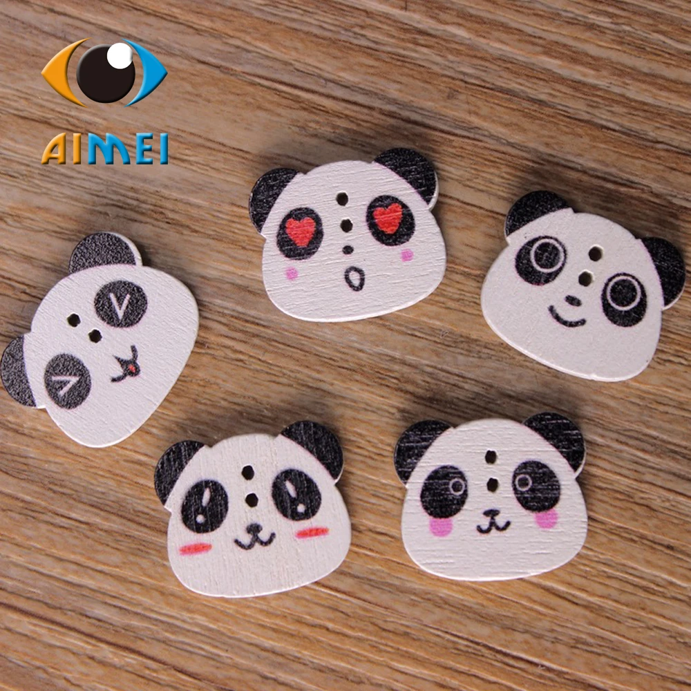 50 шт./лот картина Милая панда деревянные пуговицы для детской одежды швейная