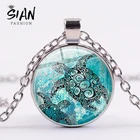 Очаровательное ожерелье с морской звездой и морской звездой с фото дельфином, океаном, животным, подвеска 4 цвета на длинной цепочке, стеклянный купол, женские Украшения ручной работы