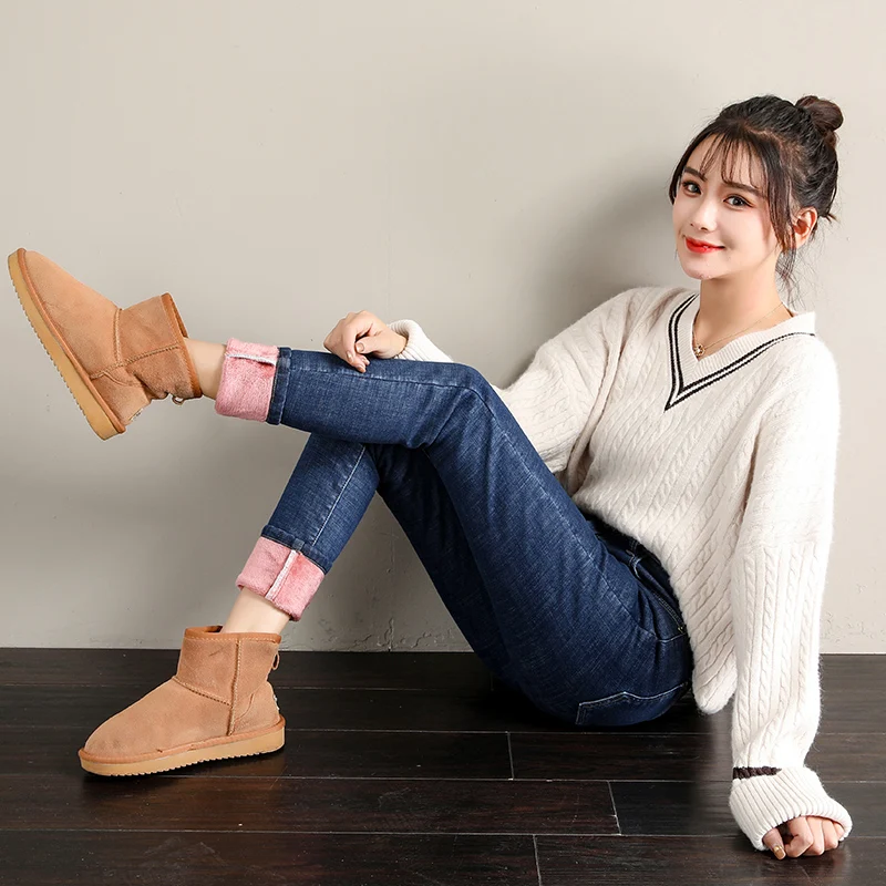 Зимние женские брюки 2019 теплые толстые джинсы повседневные Бархатные с высокой