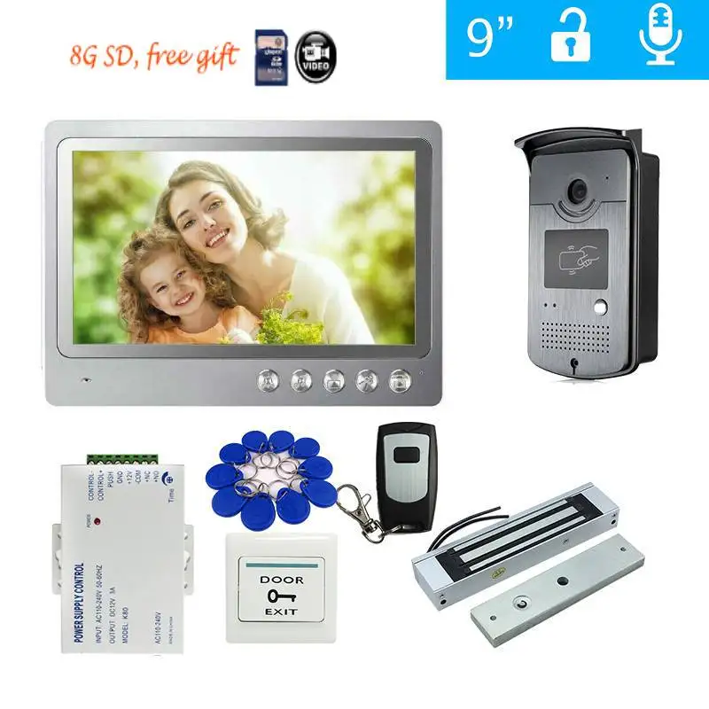 Видеодомофон с цветным экраном 9 дюймов система домашней безопасности функцией