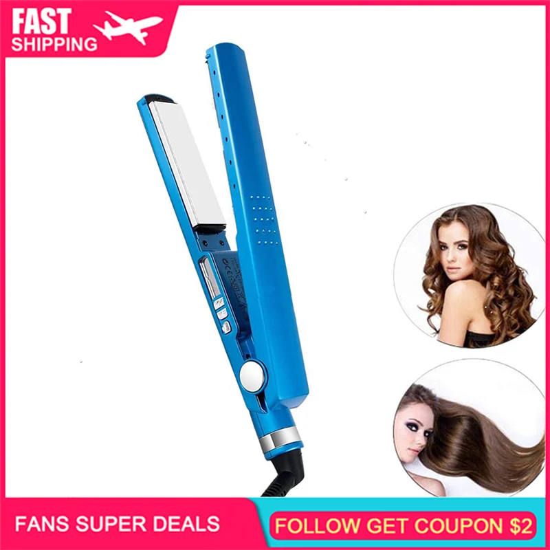 

Hair Straightener and Curler Ionic Flat Iron 2-in-1 Lockable Support Temperature Control Auto Off Dual Voltage Flat Iron