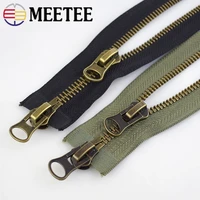 meetee 8 metal zipper 708090100120cm double sliders for coat down jacket zip repair diy clothing sewing tailor accessories