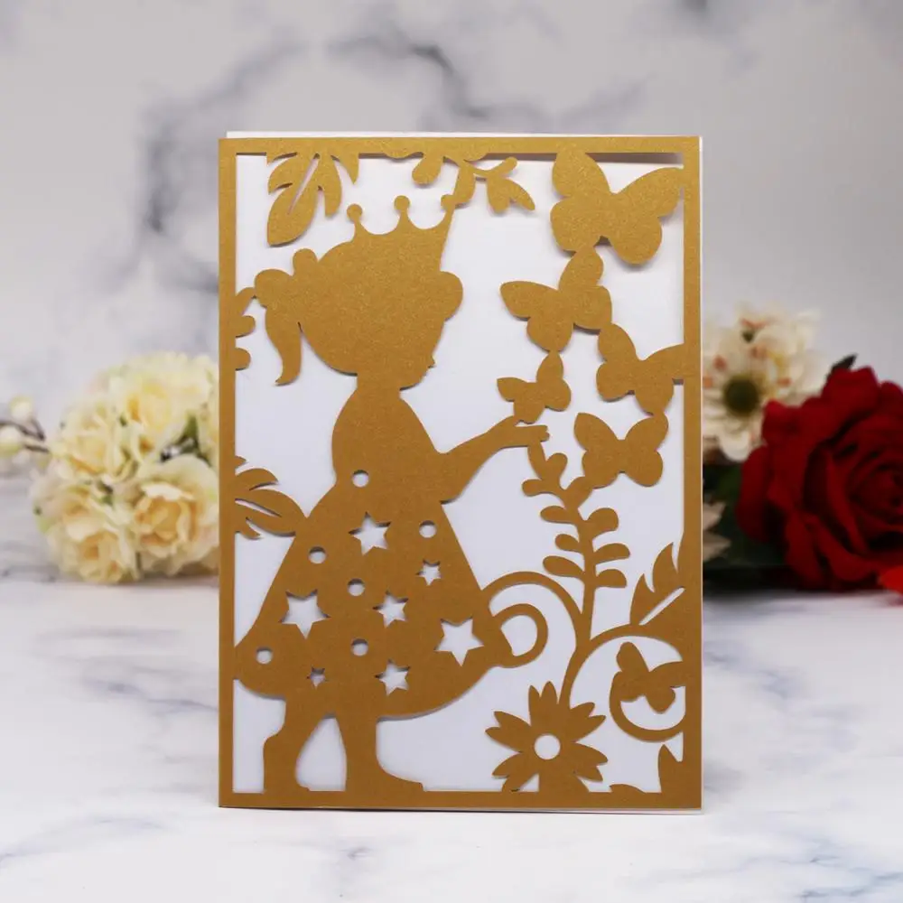 20 шт./лот Высокое качество полые лазерная резка маленькая девочка принцесса и