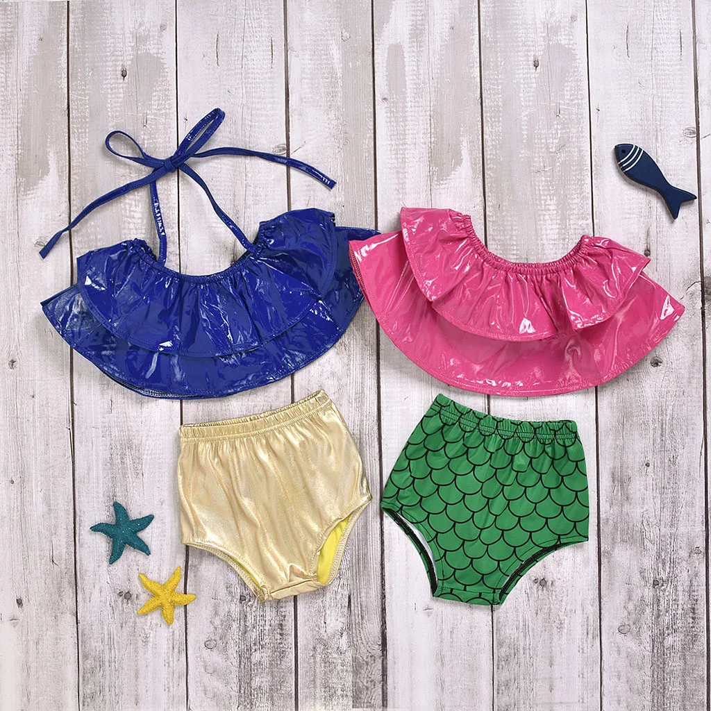 Летняя одежда для купания маленьких девочек бандажный купальник-бикини с