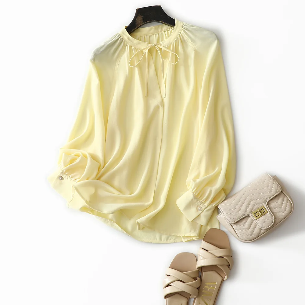 

6A класс 100% natura тяжелого шелка Франция в винтажном стиле; Летняя блузка для женщин 2021 повседневные брюки нового стиля, однотонные шелковисты...