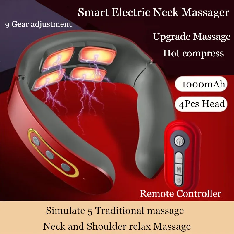 Новый Умный Электрический массажер для шеи с дистанционным управлением снятие