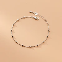 real 925 sterling silver small beads box chain bracelets for women hypoallergenic jewelry