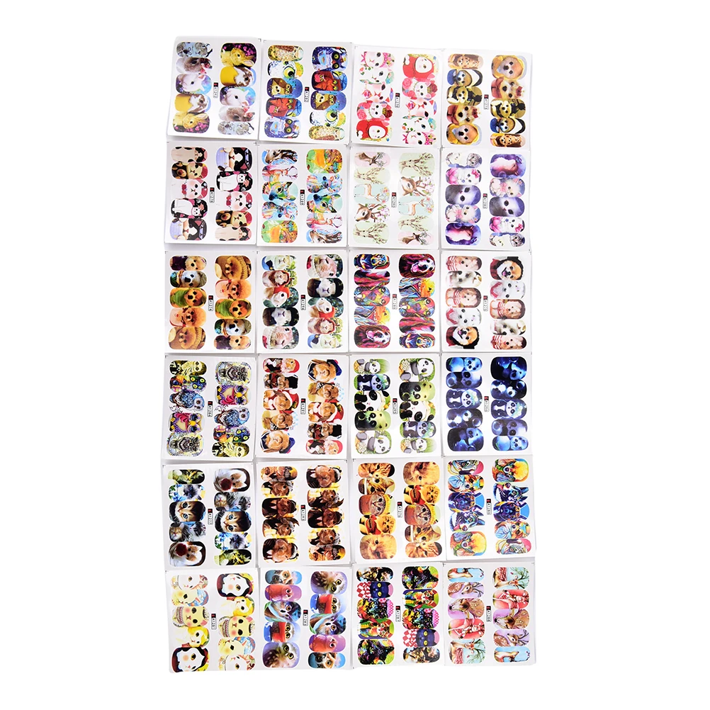 24 листа сделай сам милые животные полная упаковка наклейка для ногтей