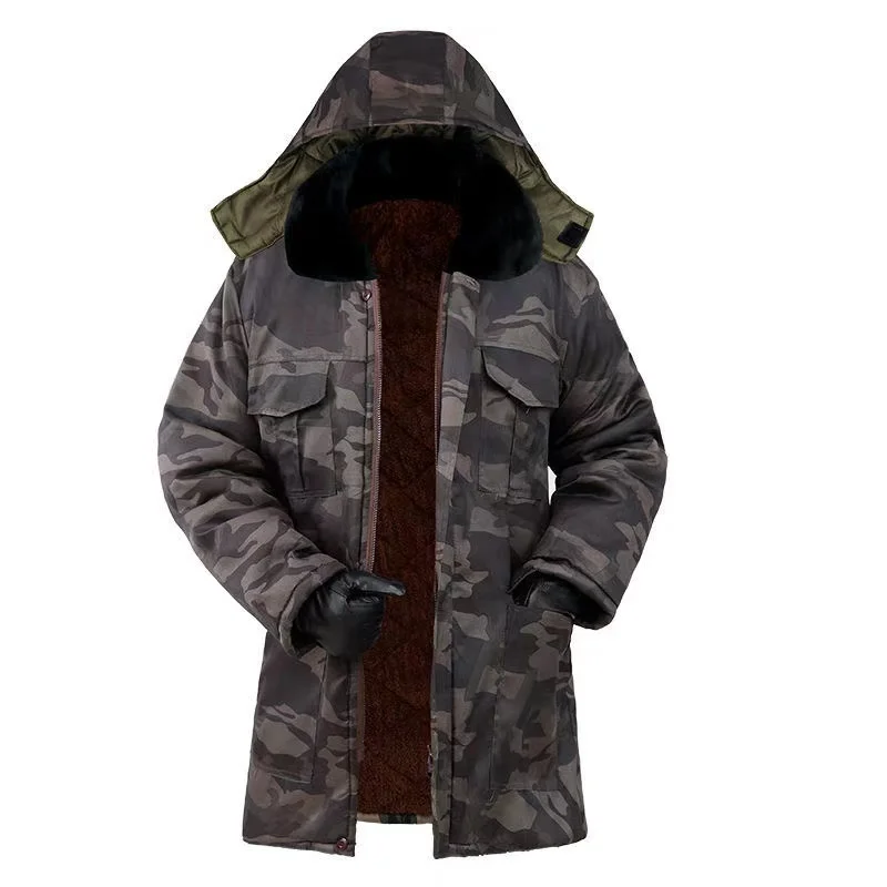 Winter Parka Men Fleece Camouflage Thicken Cotton Hooded Coat Cold-proof Warm Parkas Casual Brand Outdoor Padded Jacket Male