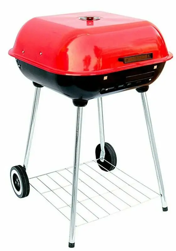 

Уличный хромированный гриль для барбекю на угле (22x27,5 дюйма), красный