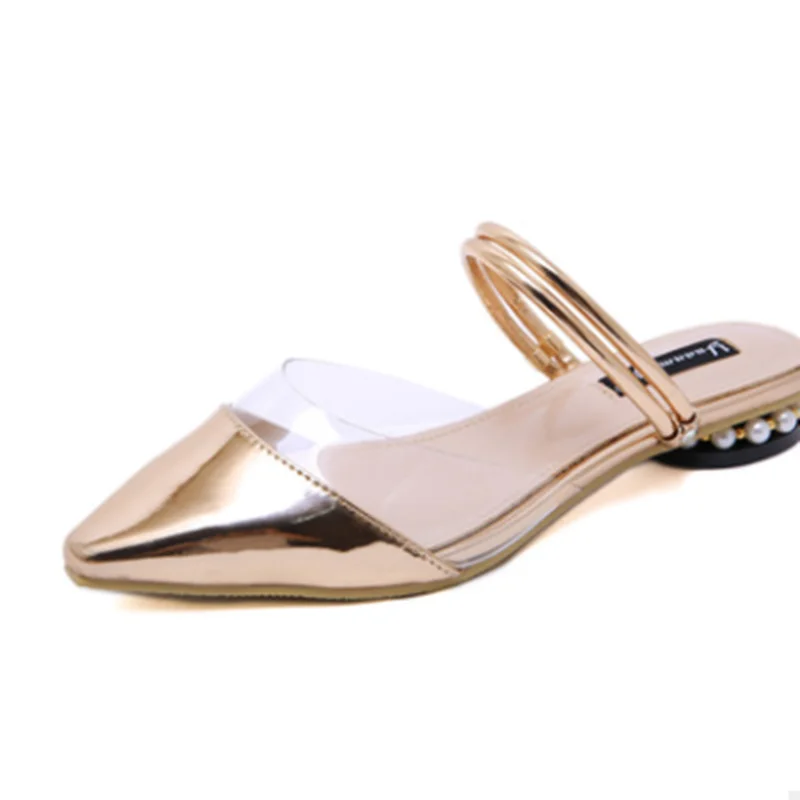 Женские прозрачные из кусков с закрытым носком Туфли без задника открытыми