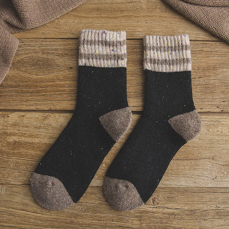 

Winter Thick Woolen Socks Women Japanese Thickened Two-bar Pips Warm Middle Tube Retro College Style Korean Terry Socks Harajuku