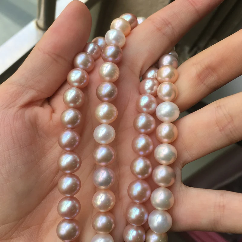 ?? 淡水真珠のネックレスラウンド形状サイズ完璧な光沢diyジュエリールース真珠ストランド