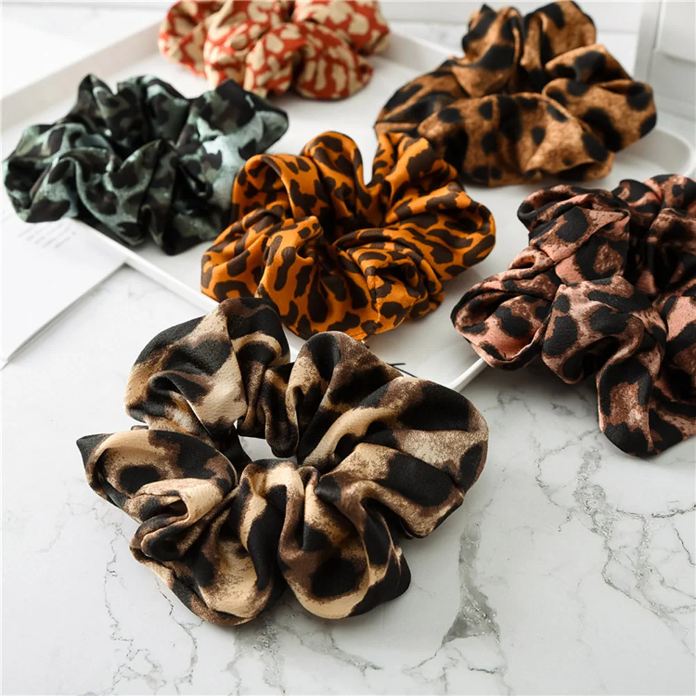 

Leopard Pattern Ladies Stretch Ponytail Hair Bands Elastic Headbands Women's Scrunchies Solid Headwear Hair Accessories